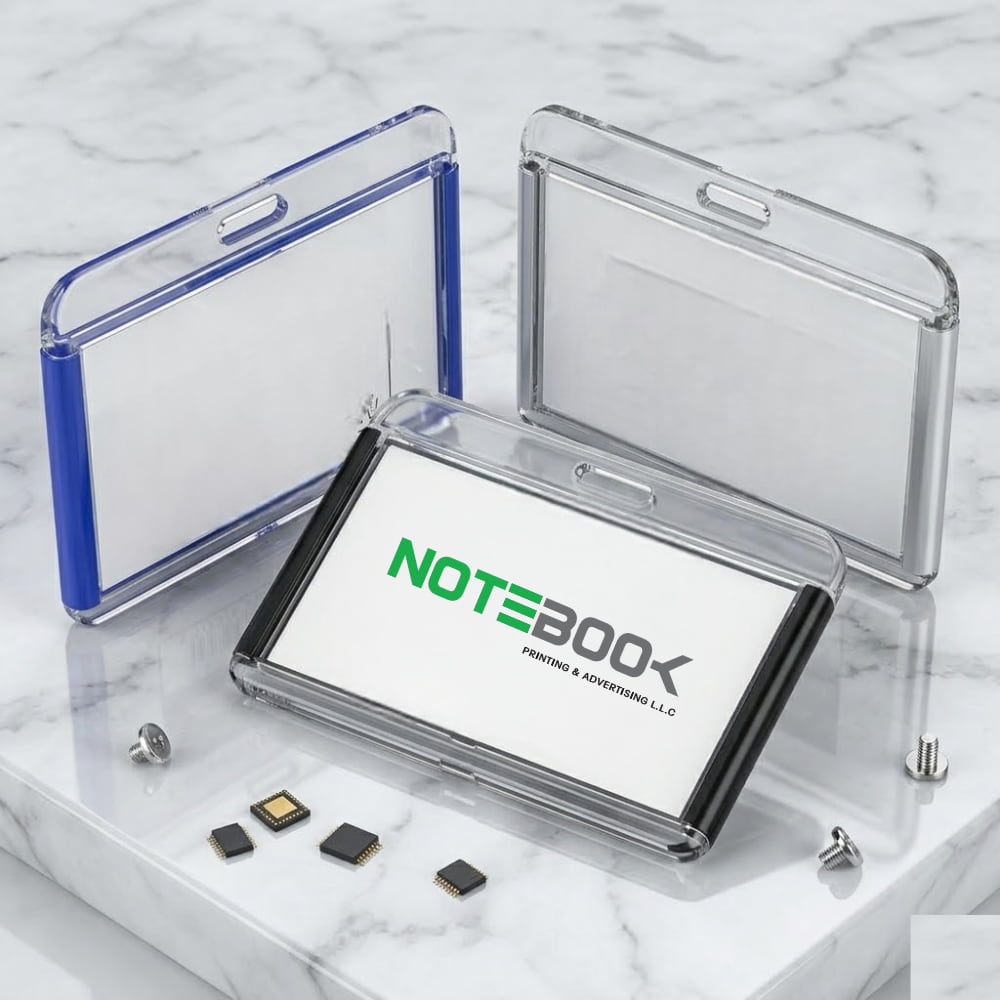clear hard plastic ID card holders with magnetic lock for employee badges dubai