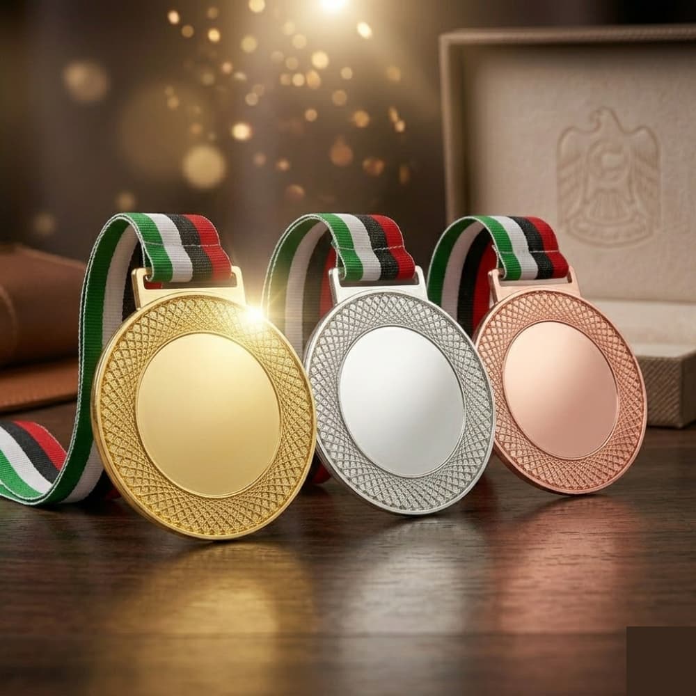 Custom gold silver bronze award medals with ribbon in Dubai