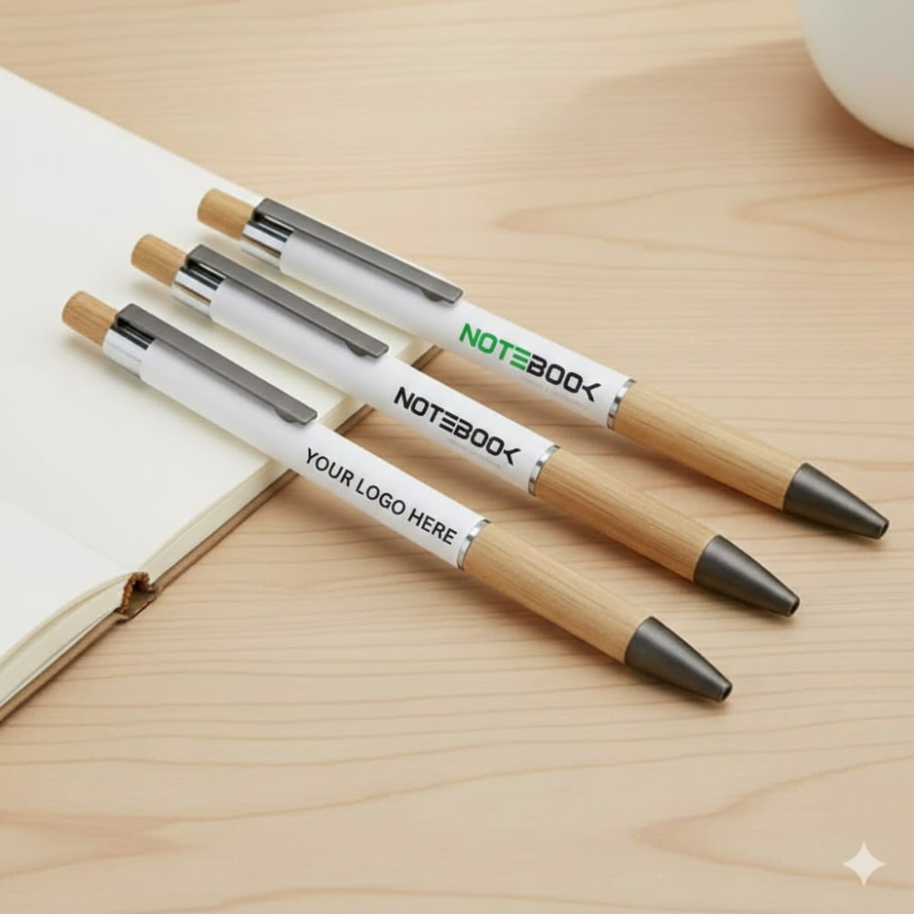 Custom bamboo pen printing Dubai with engraved company logo for corporate gifts