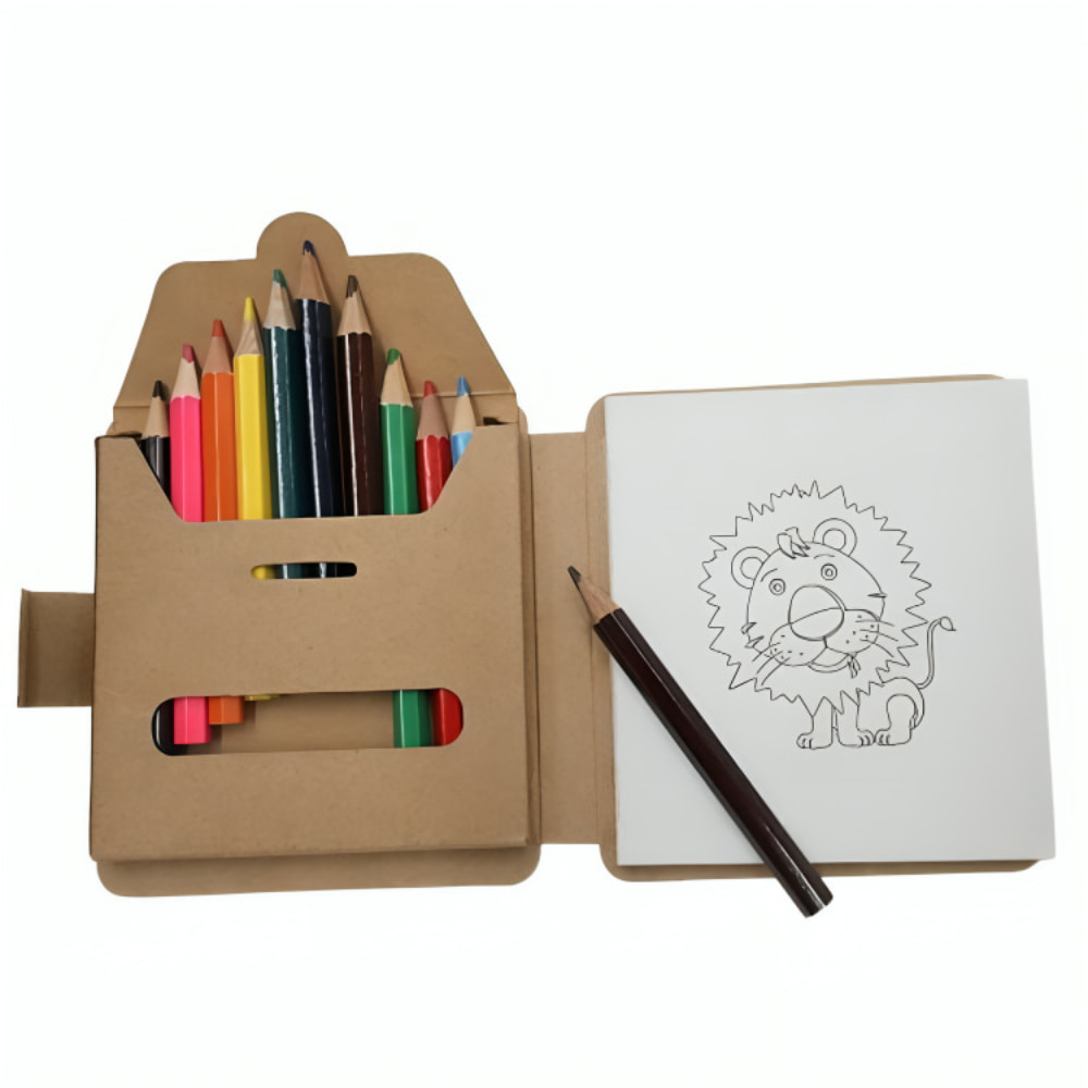 Eco-Friendly Drawing Pad with Colored Pencils - Sustainable Corporate Gift by Notebook Advertising LLC