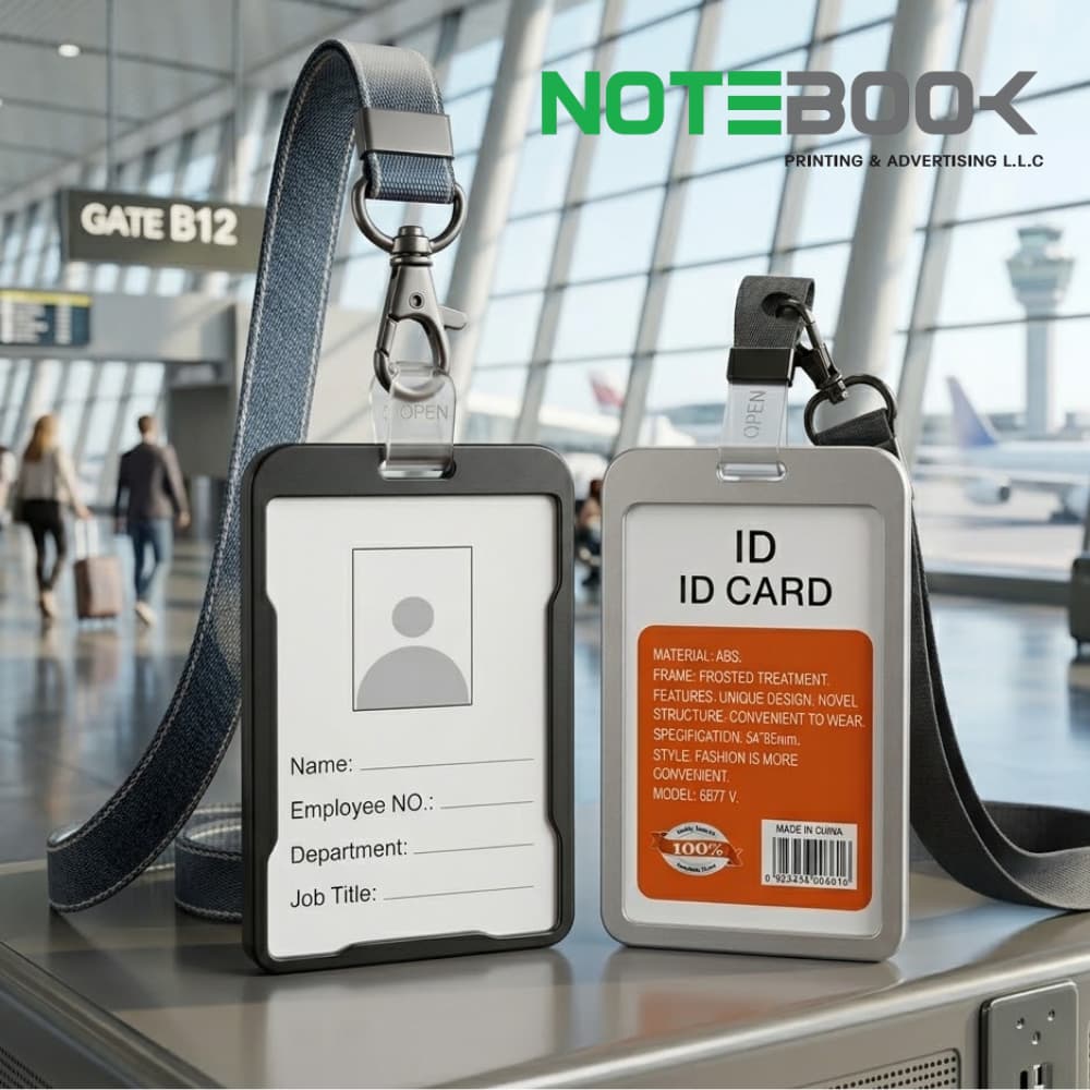 metal id card holder dubai with lanyard for employees and corporate use