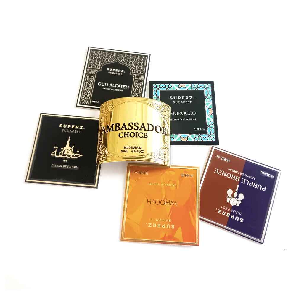 custom perfume metal labels