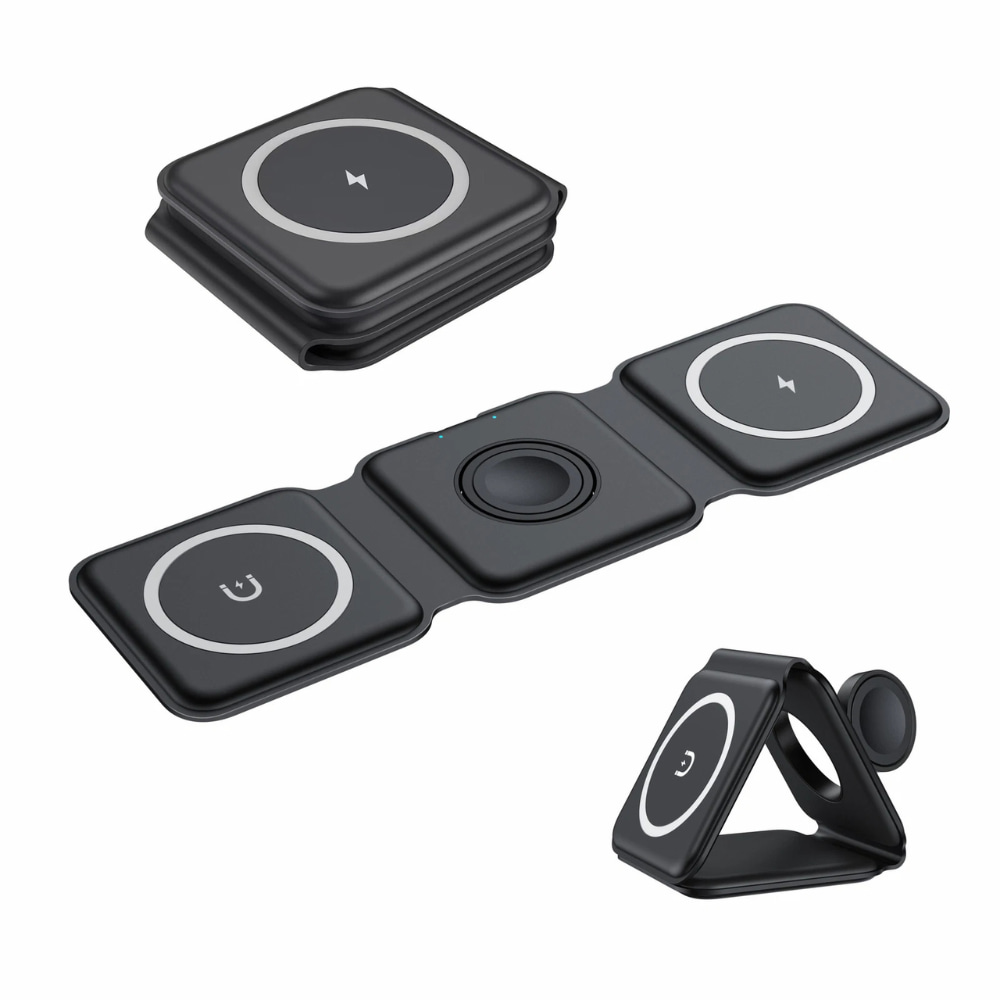 3-in-1 Magnetic Foldable Wireless Charger for iPhone, Apple Watch, AirPods – Fast Charging Pad UAE