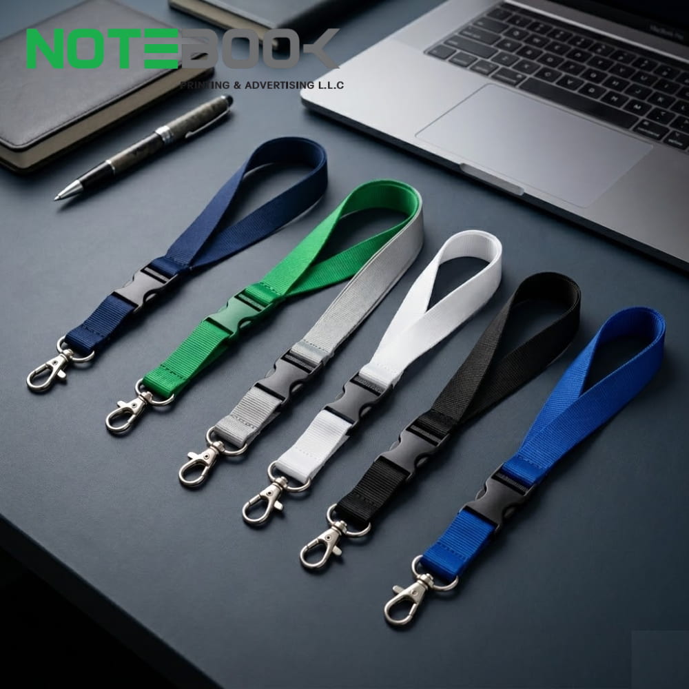 custom polyester lanyards with logo printing in dubai uae for id cards and employees