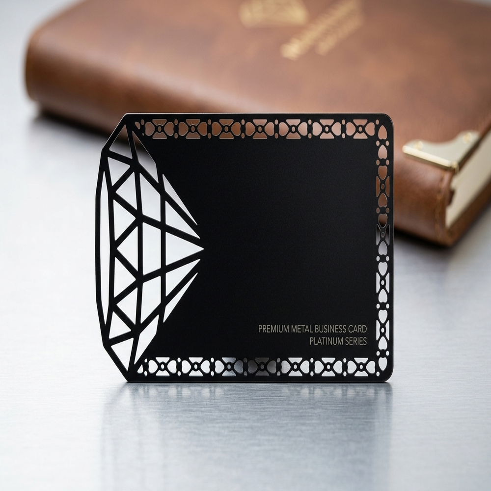 Diamond Cut Obsidian Metal Card