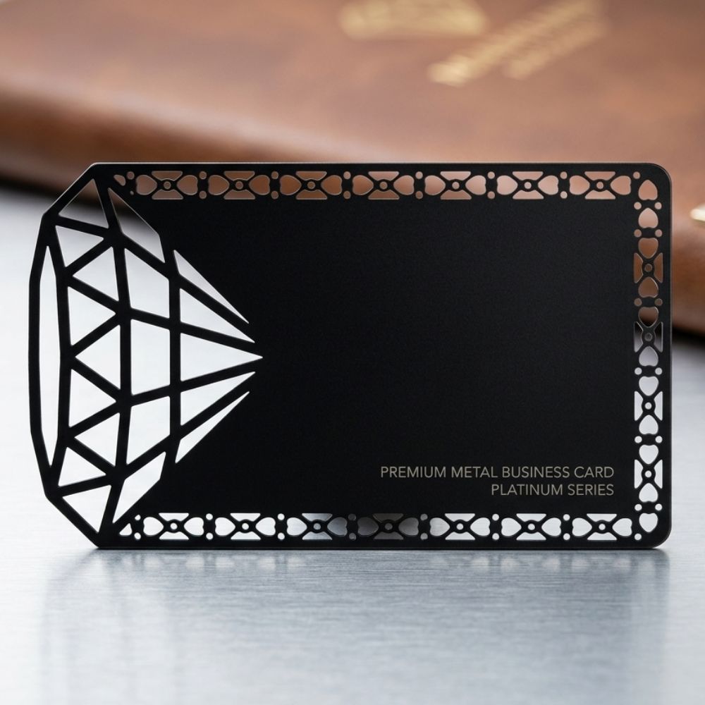 Diamond Cut Obsidian Metal Card