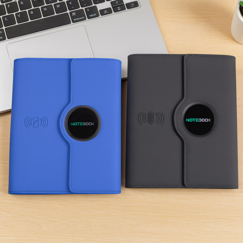 Executive portfolio with wireless charging power bank and LED logo branding in Dubai