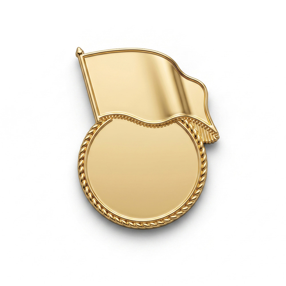 Gold Flag and Shield Badge
