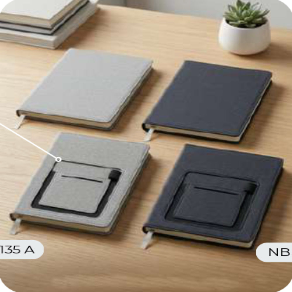 NOTEBOOK – FABRIC COVER WITH CARD HOLDER