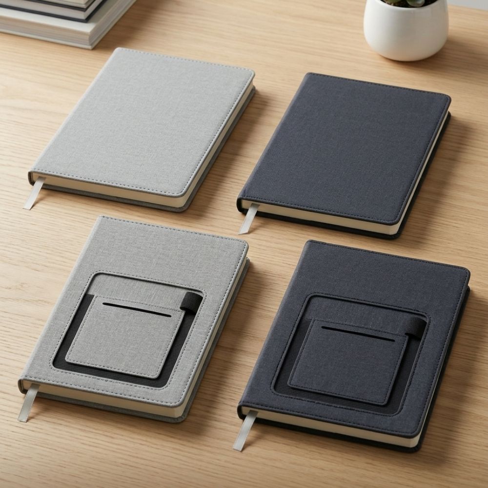 NOTEBOOK – FABRIC COVER WITH CARD HOLDER