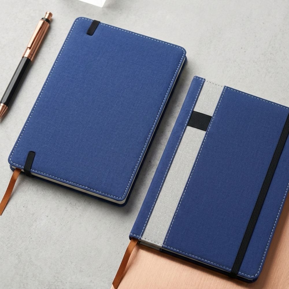 Hard cover with blue texture