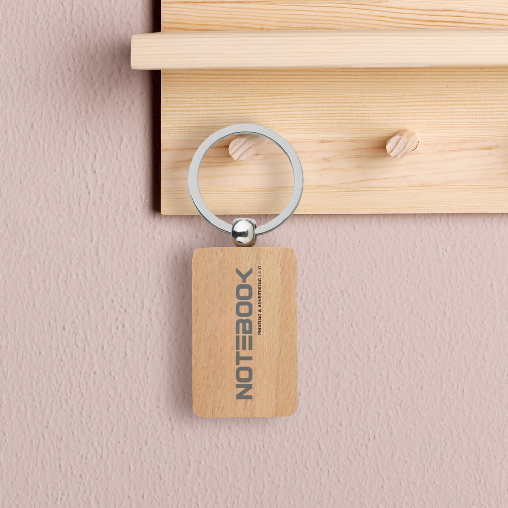Personalised wooden keyring with logo printing – keychain supplier in Dubai