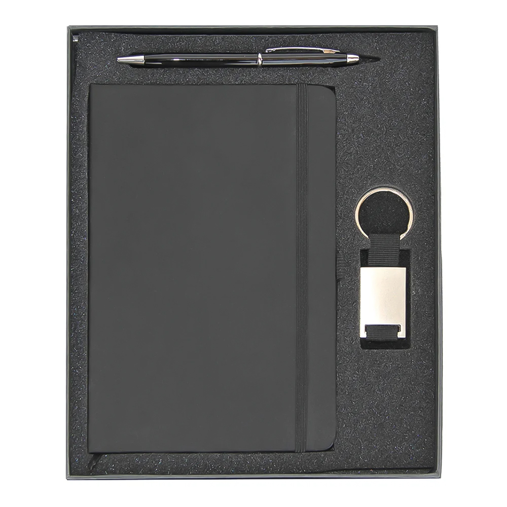 Custom Corporate Gift Set with A5 PU Notebook, Metal Keychain, and Slim Metal Pen – Corporate Gifts by Corporate Gift Supplier Dubai, Notebook Advertising LLC