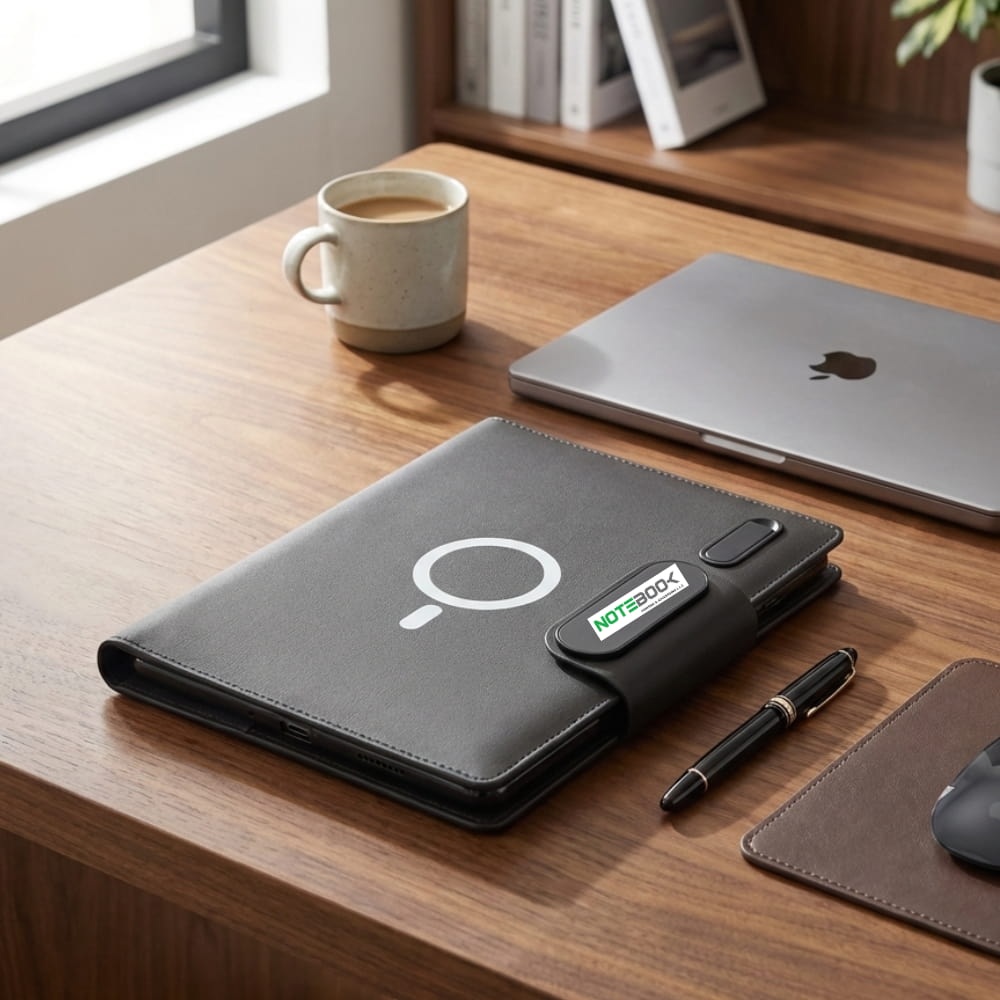 Smart A5 Organizer with Wireless Charging and LED Logo – Dubai