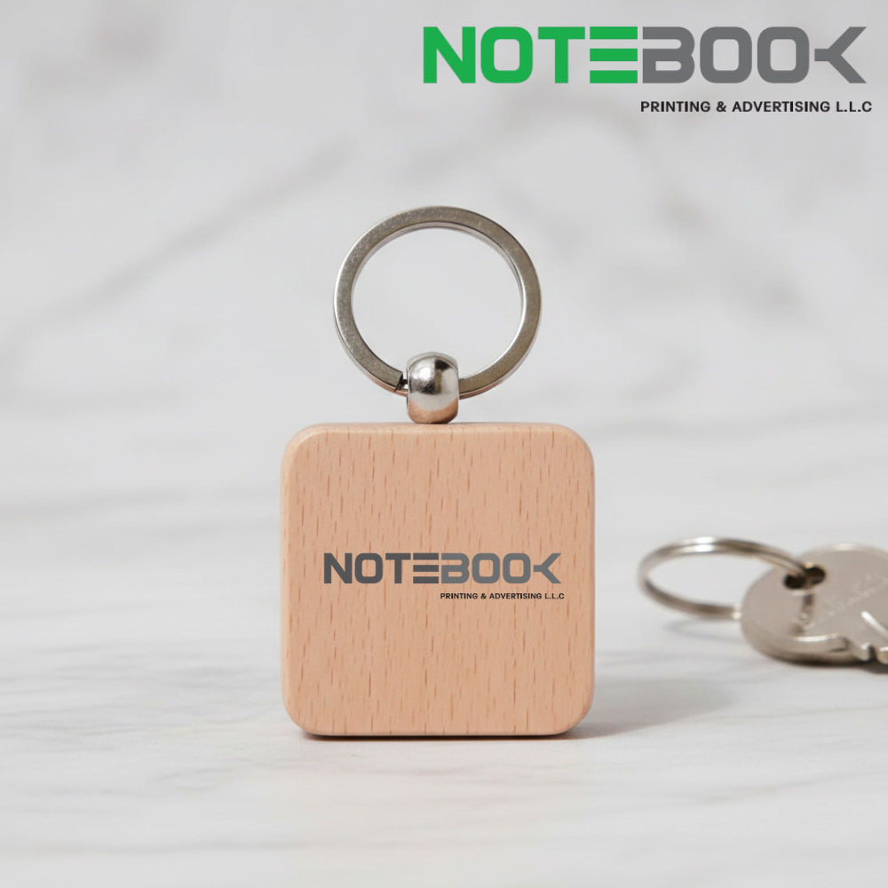 Square wooden keychain with custom logo printing – keychain supplier in Dubai