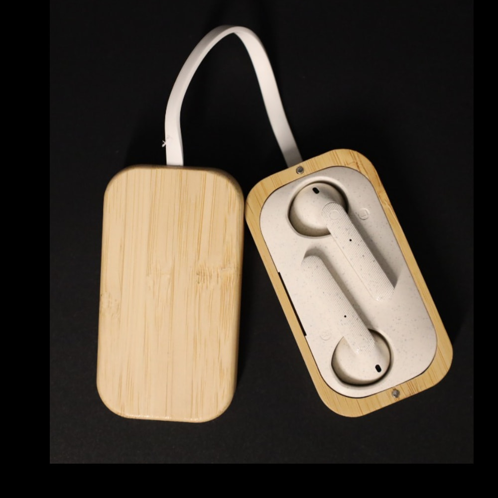 custom wireless Bluetooth headphones Dubai bamboo case corporate gifts
